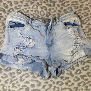 Almost Famous Light Blue Distressed Jean Shorts